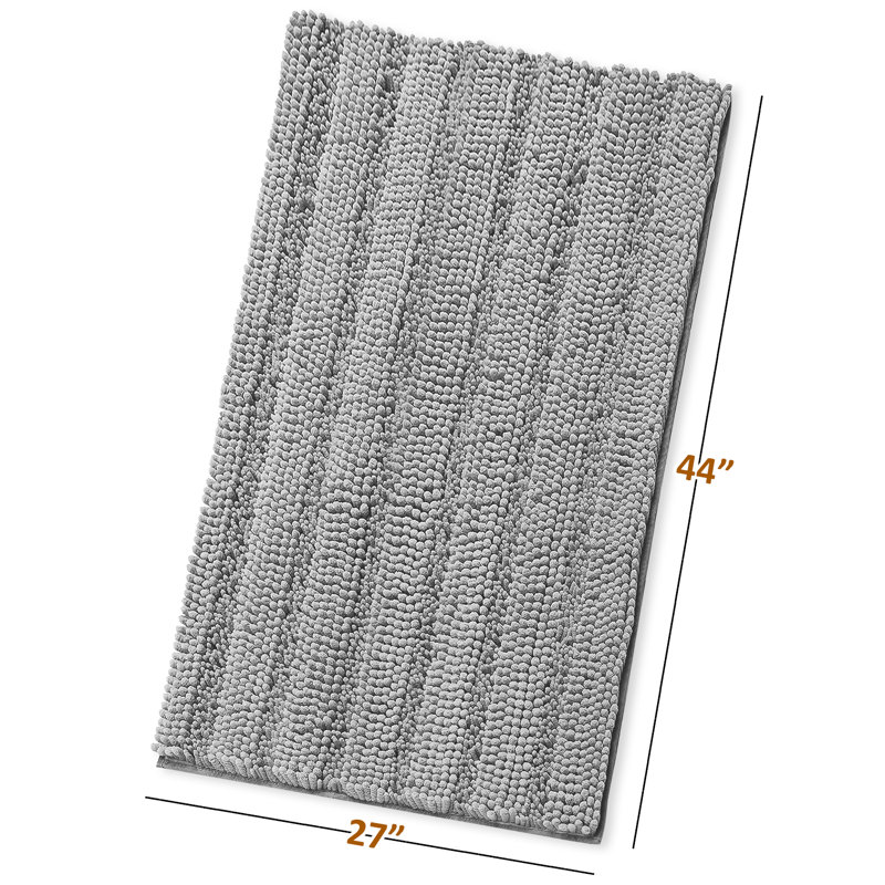Clara Clark Chenille Extra Soft And Absorbent Bath Mat., Silver