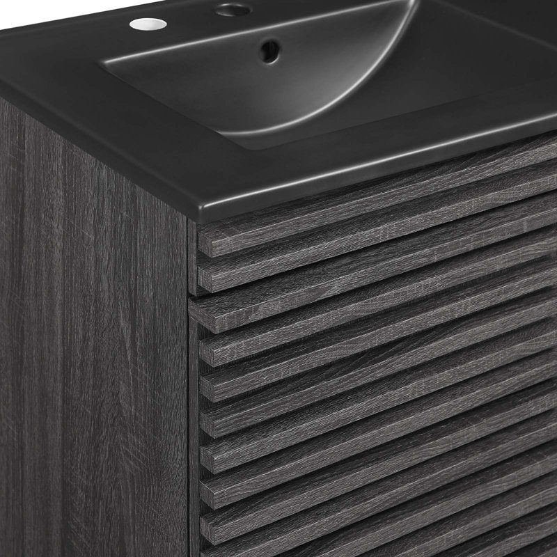 Meuble-lavabo mural 48 po Modway Render, Gris anthracite, Noir
