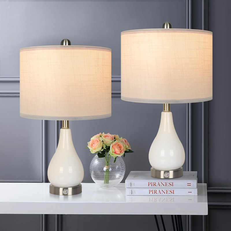 Alysiana Ceramic Touch Control Dimmable Table Lamp With USB