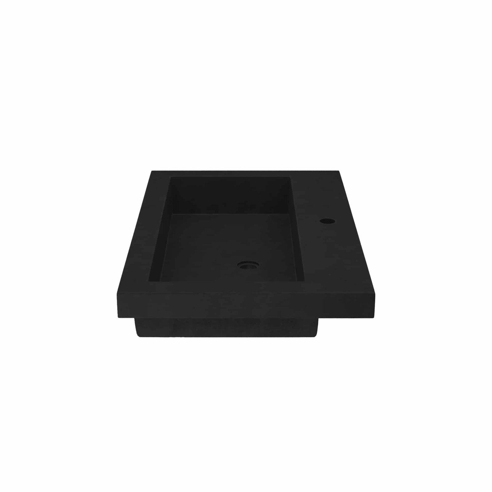 NativeStone Trough Concrete Drop-In Sink, Charcoal, Single Faucet Hole