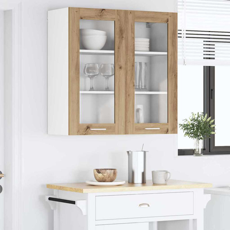 Vidaxl Hanging Cabinet With Storage Riga Grey Sonoma 60 X 31 X 80 Cm, 80cm H x 80cm W x 31cm D, Artisan Oak