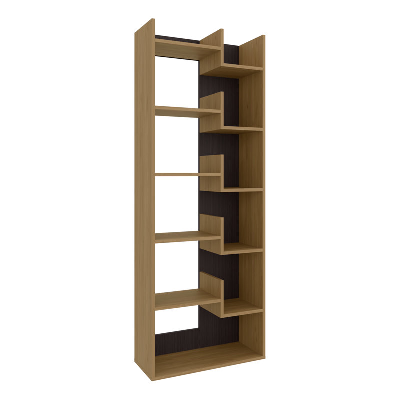 Armoire de rangement autoportante à 6 niveaux Clover de 67 po de hauteur, bureau à domicile, salon, bibliothèque noyer foncé Clover