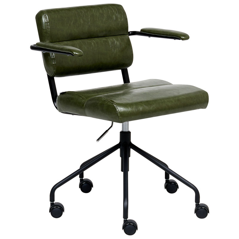 Desk Chair Swivel Faux Leather, Dark Green
