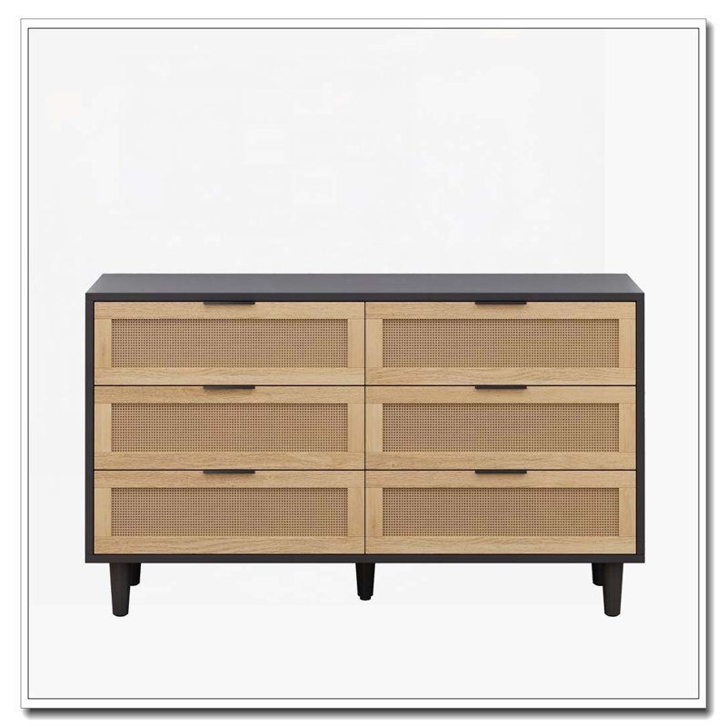 Commode 6 tiroirs Acceent, Noir, H 29,53 po x l 59,06 po x P 15,75 po