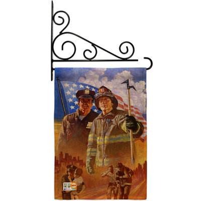 En toile jute 2 côtés 19 x 13 po héros ensemble de drapeau