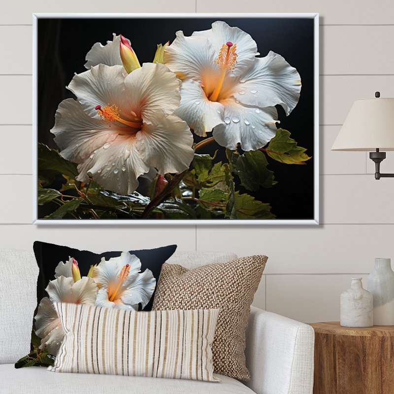 Hibiscus Field - Floral Canvas Prints, H 12 po x l 20 po x P 1 po, Cadre flottant blanc