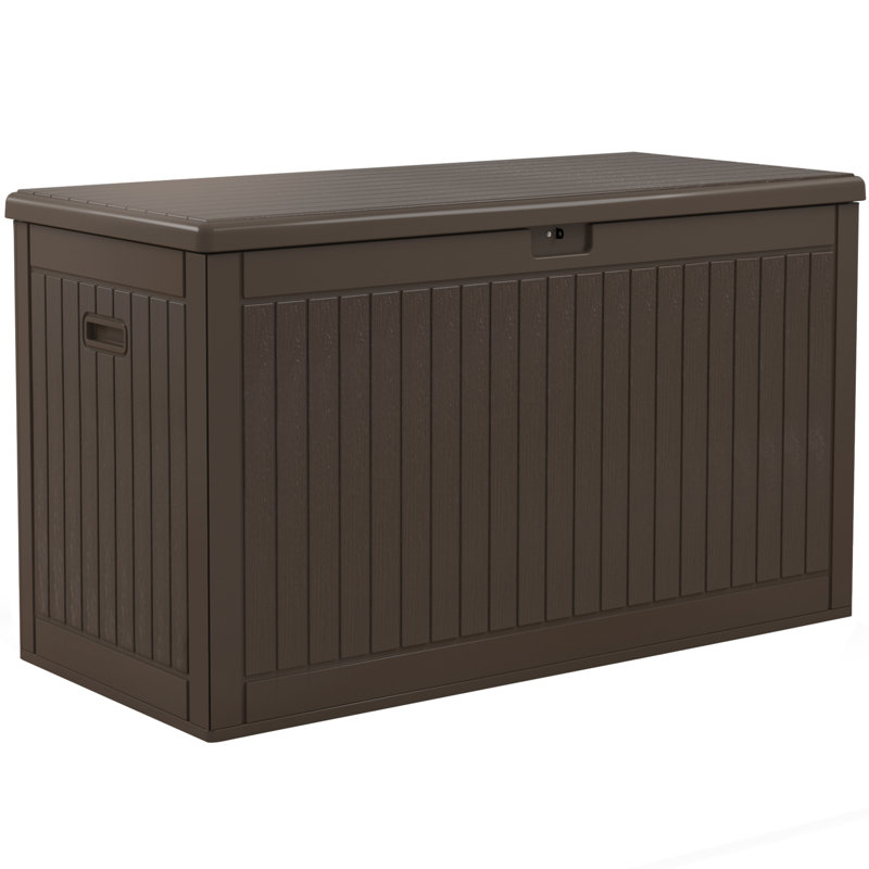 Balconera 260 Gallons Water Resistant Resin Lockable Deck Box, Brown