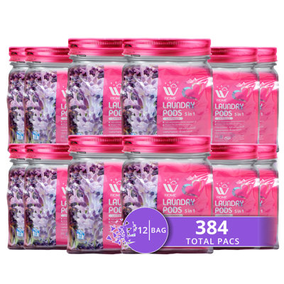 W Home 5 in 1 Laundry Pods with Lavender Scent, Free Clear for Sensitive Skin, 384 Count