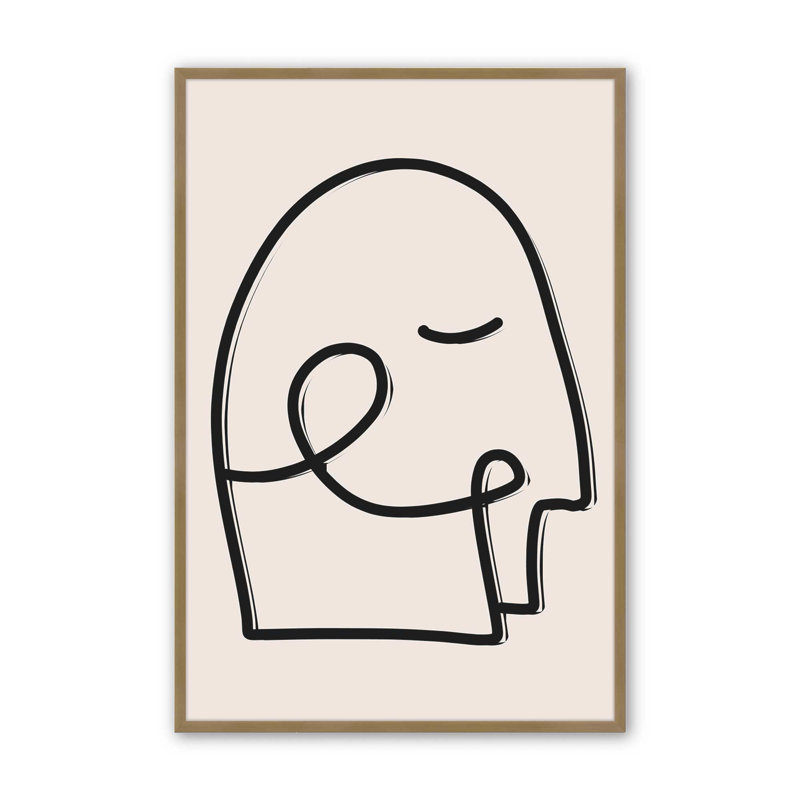 Mindful Gaze v1, impression, Papier avec cadre simple brossé doré, H 15,25 po x l 12,25 po x P 1,25 po