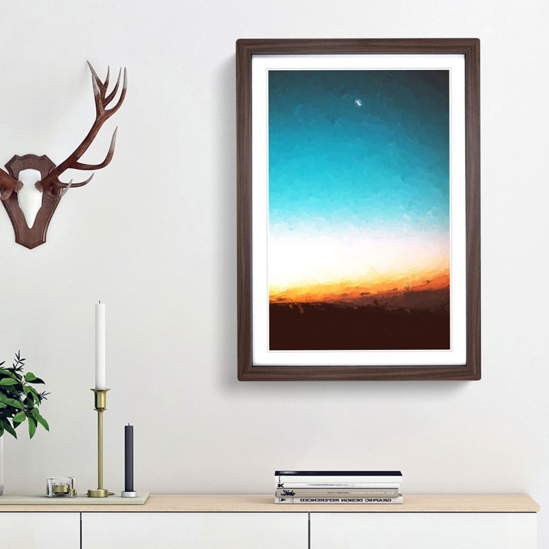 Moon and Stars Above Mashhad in Iran - Picture Frame Graphic Art Print, 48cm H x 36cm W x 2cm D, Walnut Framed