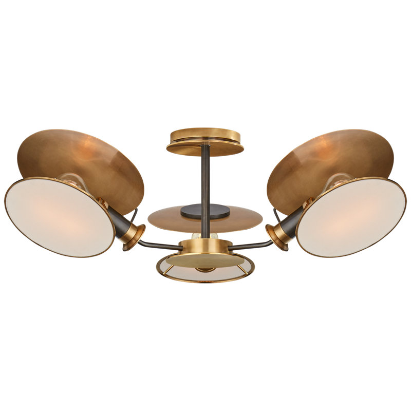 Thomas O'Brien Osiris Medium Reflector Semi-Flush Mount, Bronze/Hand-Rubbed Antique Brass