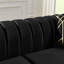Velours de luxe 3 places avec structure dorée et quincaillerie semblable à la foudre, 81,1 pouces, pour le salon, noir, structure métallique moderne, dossier à boutons, accoudoirs carrés, coussins moelleux,