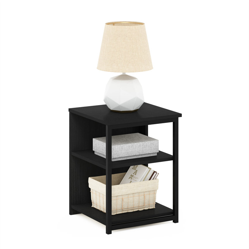 Dontea Side Table with Storage, Black