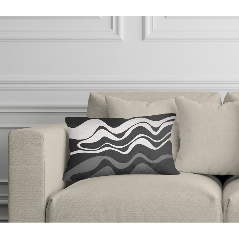 Abstract Outdoor Reversible Throw Pillow, Gray