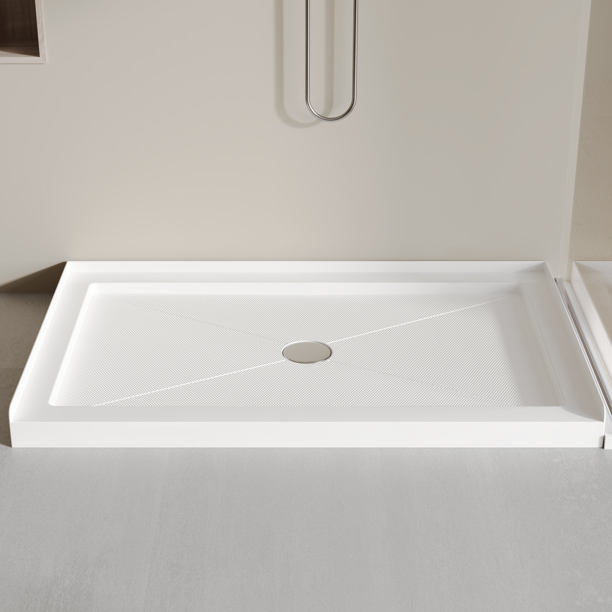 DeerValley Rectangle Shower Base White Acrylic with Single Threshold ...