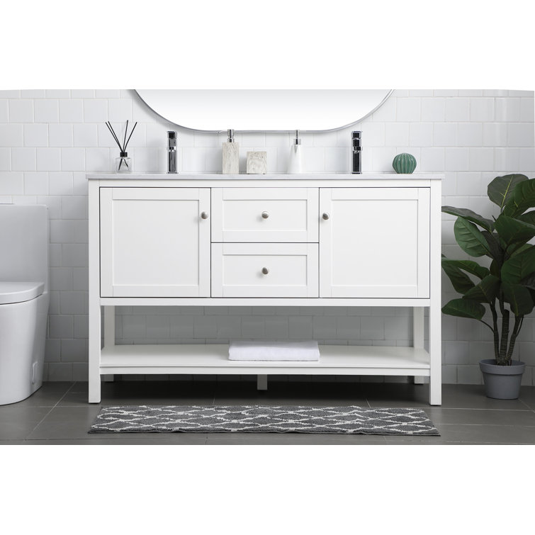 Heath 54'' Single Bathroom Vanity with Engineered Marble Top