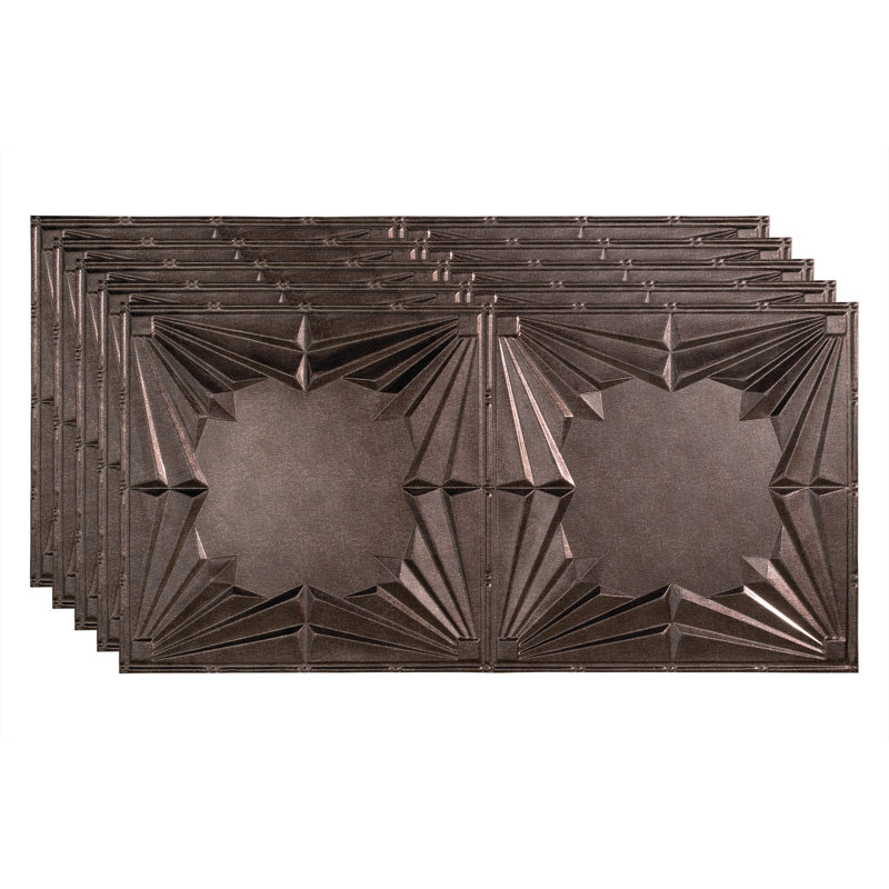 Panneau de plafond décoratif en vinyle 2 pi x 4 pi FASÄDE Art Deco, Étain fumé