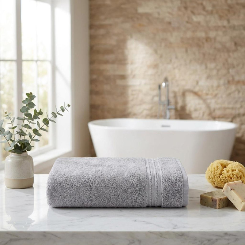 Serviette de bain en coton turc brun clair, 69 x 137 cm, Marron clair