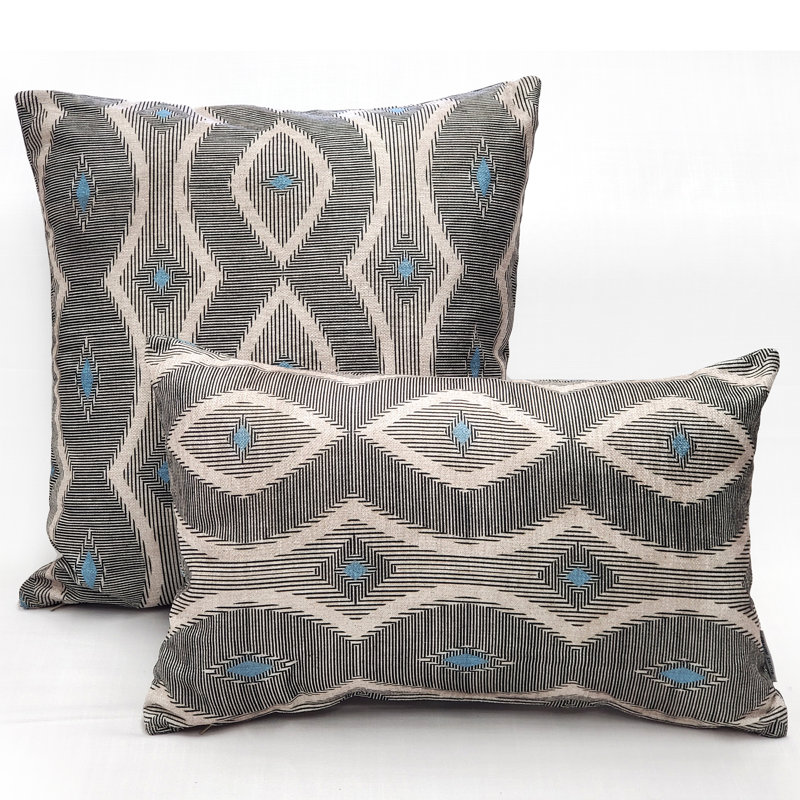 Coussin Desmond Diamond Blue Diamond 12 x 20, Noir/bleu