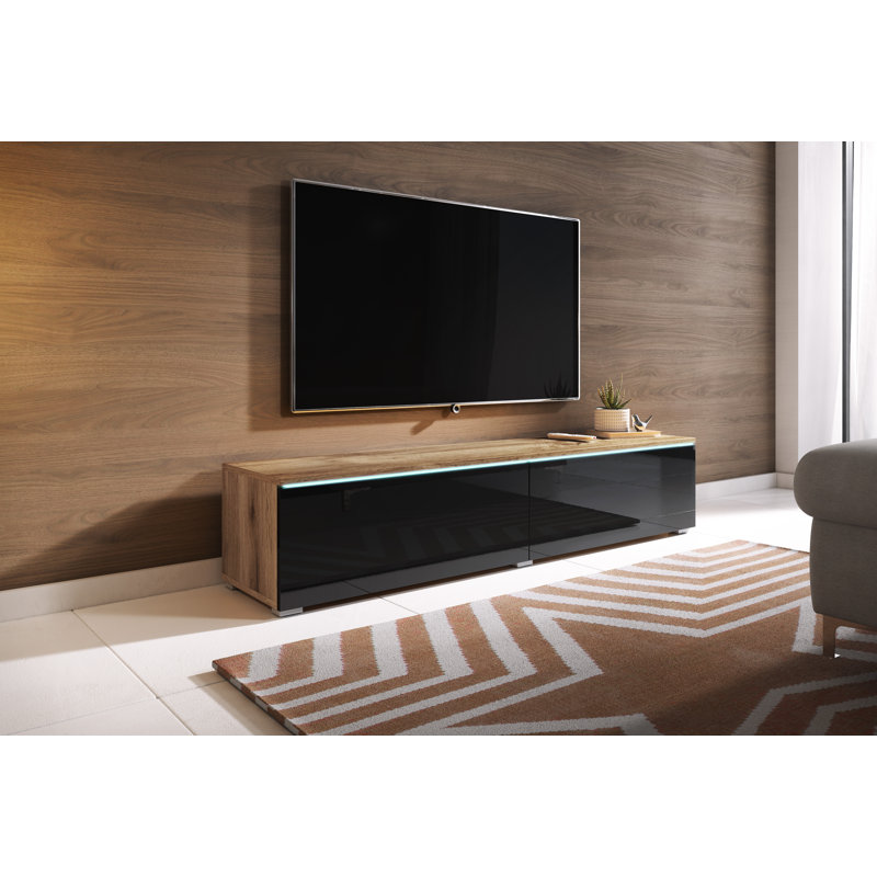 Kiger Unfinished Floating TV Stand for TVs up to 60", Brown/Black