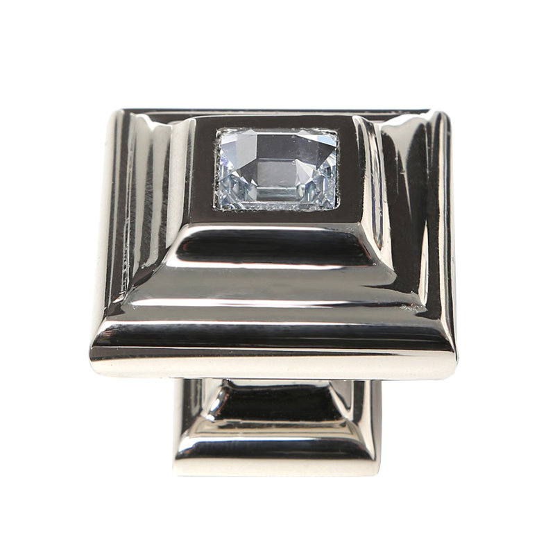 Swarovski Crystal Square Knob, Polished Nickel