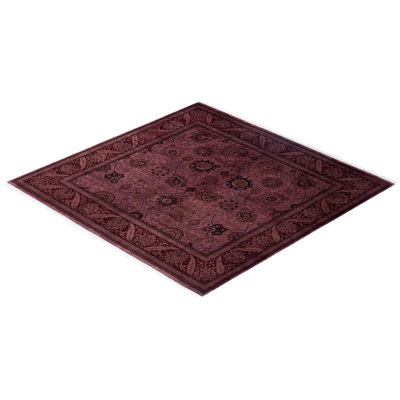 Tapis rose contemporain en laine noué à la main Byler 6 pi 1 po x 6 pi 2 po