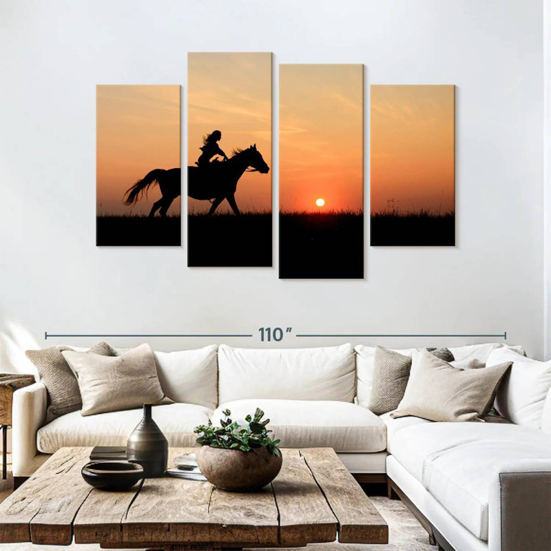 Fille Mehar avec cheval, H 54 po x l 84 po