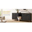 Enceinte de lit double 55,1 "à grain de bois noir avec pieds dorés