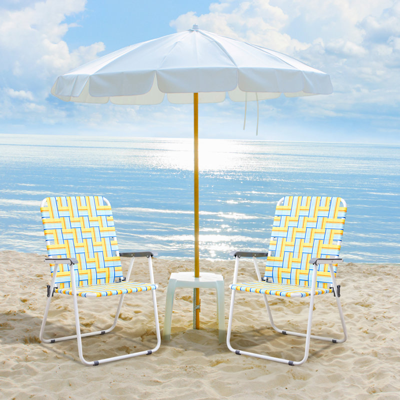 Metal Folding Widen Beach Chair(Set Of 1), Yellow