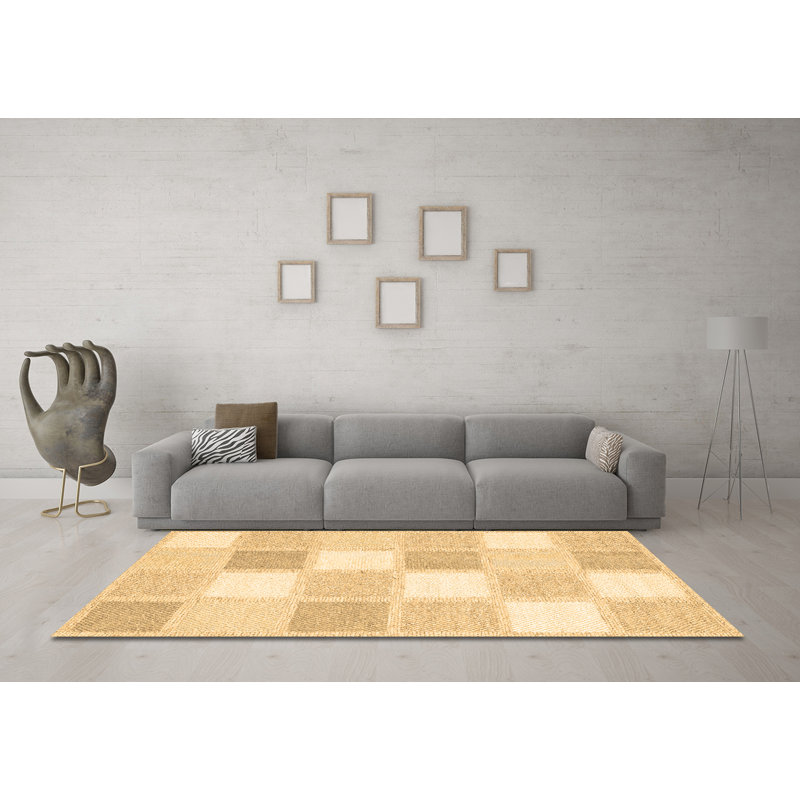 Washable Checkered Indoor Rug, Round 6'