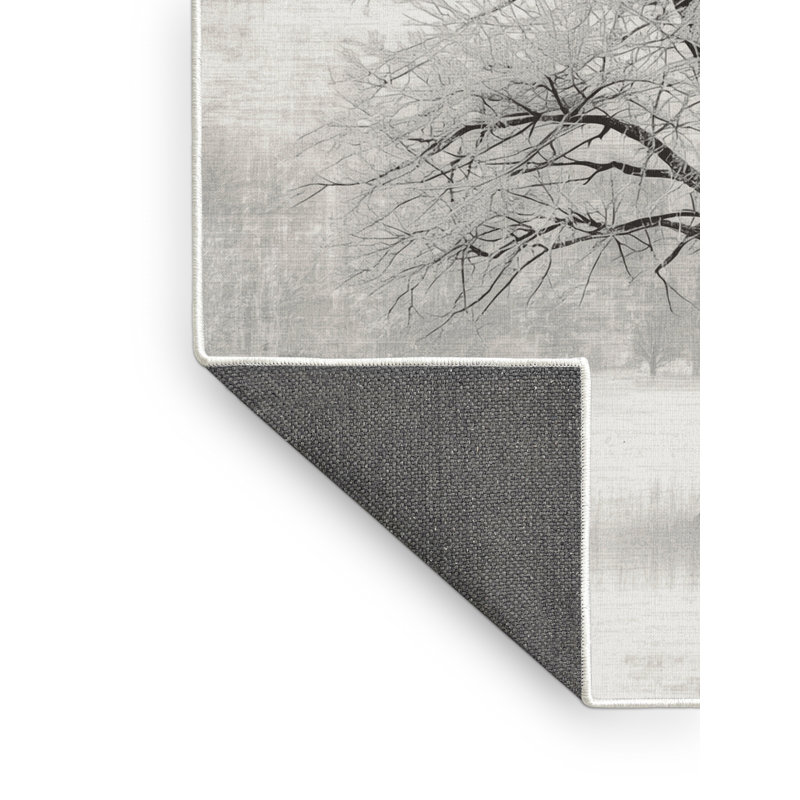 Soft Plush Eucleides Christmas Modern & Contemporary Abstract Area Rug in Gray – White Binding, 7x10
