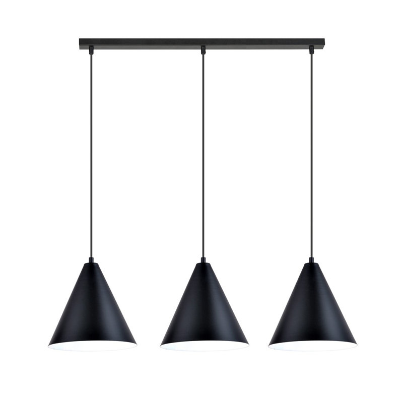 Cropper 3 - Light Black Kitchen Island Pendant, Black/White