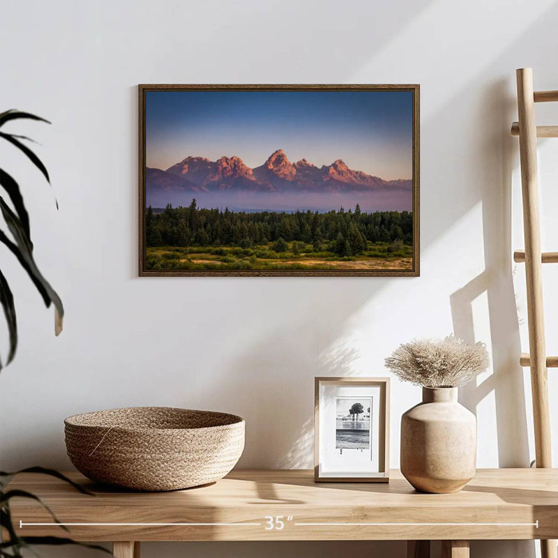 Brume Grand Teton, 19 po x 13 po, Cadre flottant noyer
