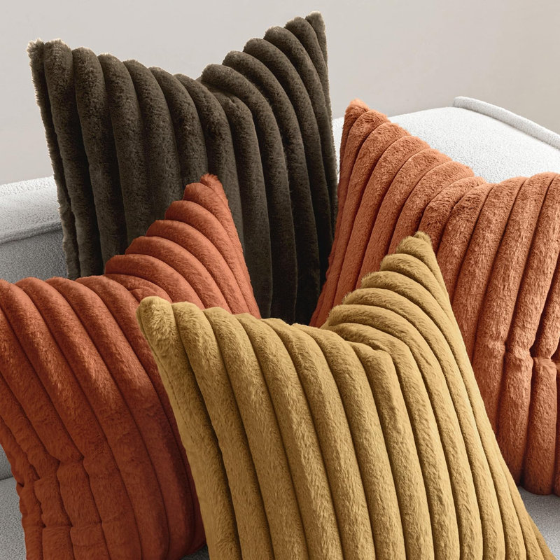 Housses de coussin décoratives orange rouille 45 x 45 cm, ensemble de 4, style bord de mer moderne, Orange rouillé