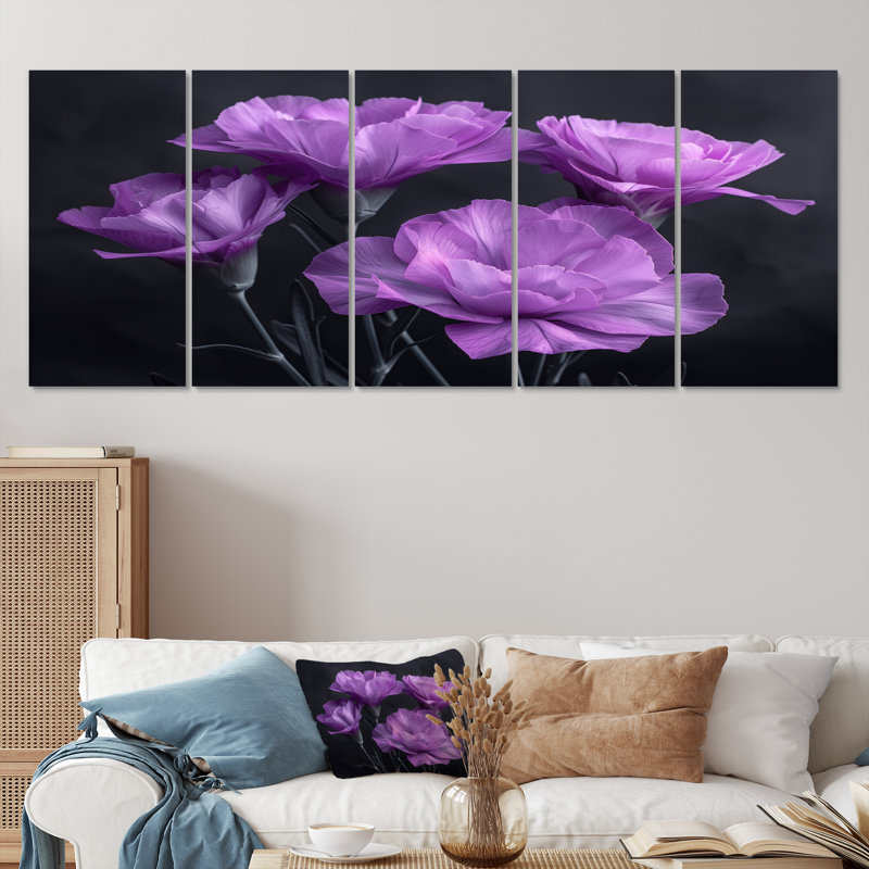 Ensemble de salon mauve et gris avec œillets Harmony, H 28 po x l 60 po