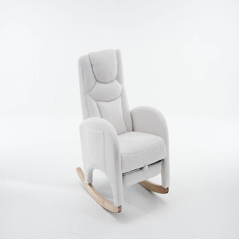Chaise berçante en tissu avec repose-pieds réglable, Ivoire ivoire