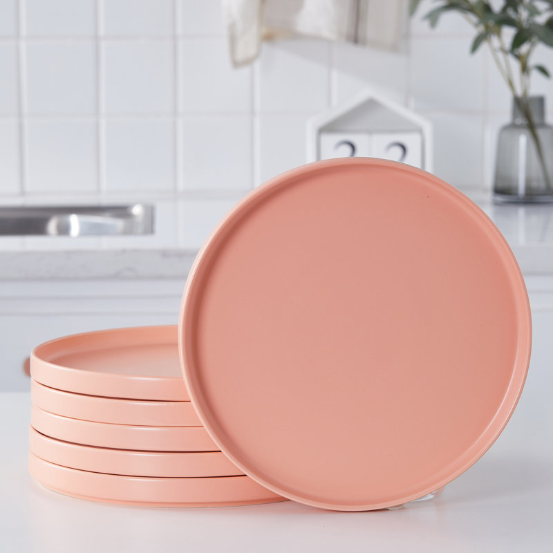 Jennette 6-Piece Salad Plate Set Porcelain, Peach