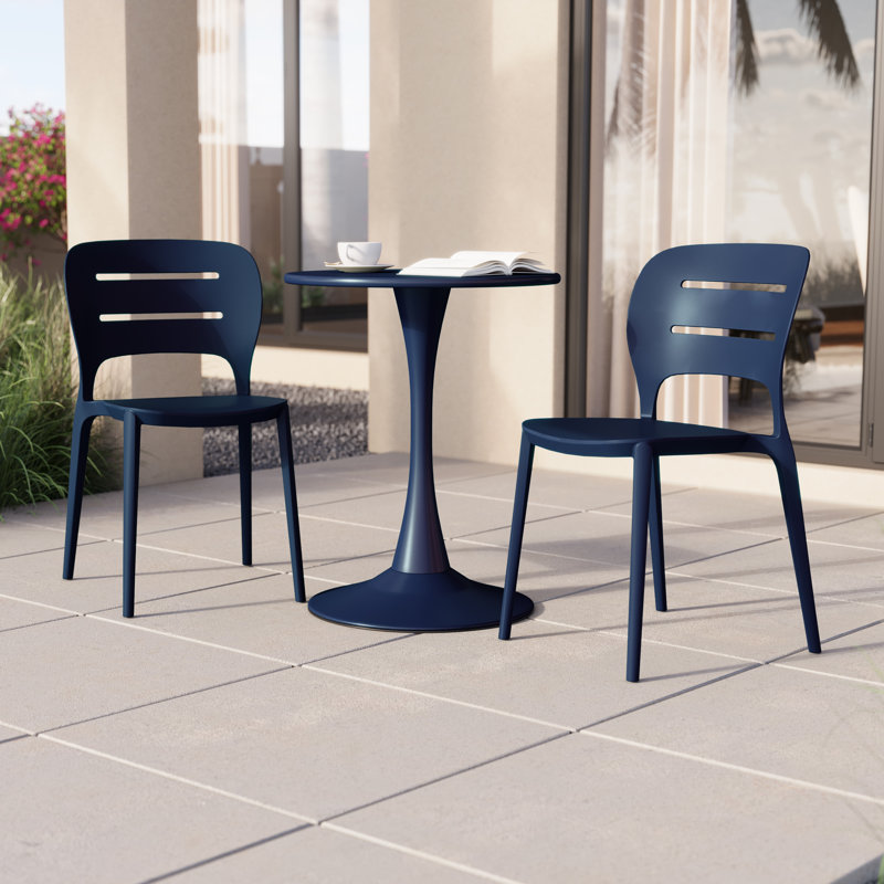 Ensemble de 2 chaises de patio empilables, 2, Navy