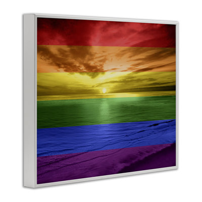 «Rainbow Sunset Beach», art de la giclée encadrée par Maggie Olsen