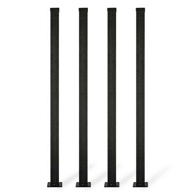 Ensemble de poteau de fixation en aluminium de 4 pi pour clôture d'intimité Edgewood (1 fixation), installation en surface pour terrasse ou béton, noir BLI19131