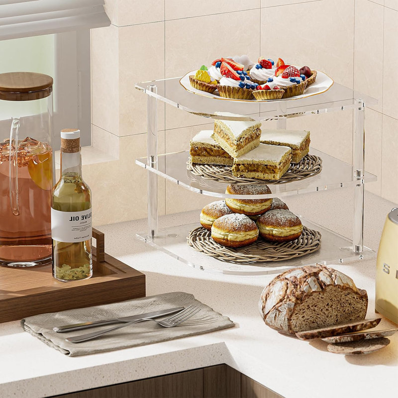 Acrylic Corner Plate Rack – 3-Tier Dish Organizer for Kitchen Cabinets & Countertops