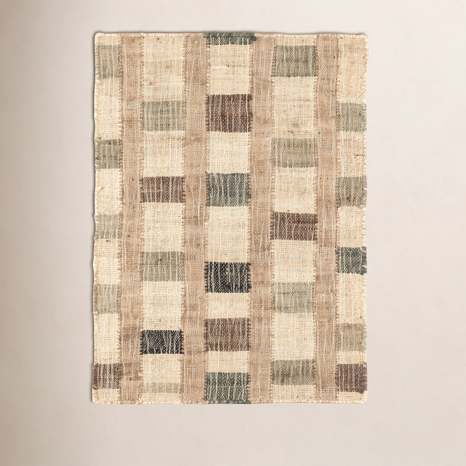 Mosaic Blue Hand-Woven Geometric Jute Rug, Rectangle 8' x 10'