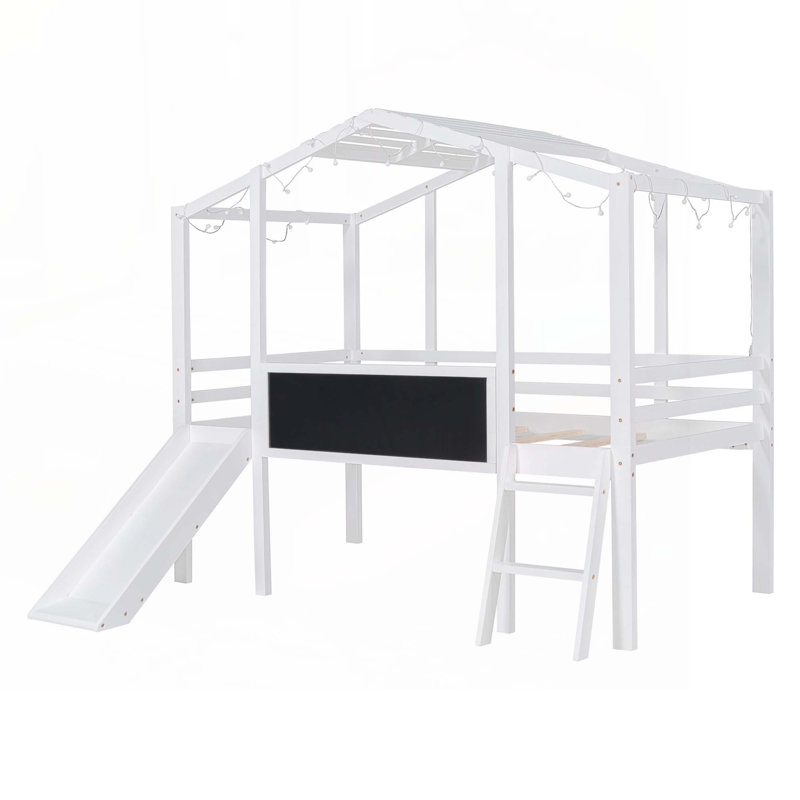 Lit mezzanine avec échelle et glissade, Blanc