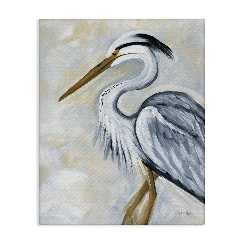 Art mural sur toile «Mute Blue Heron» par Yvette St. Amant, H 20 po x l 16 po