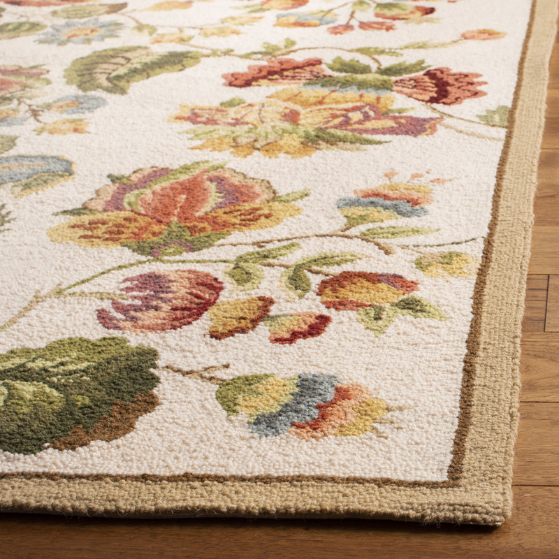 Hollander Floral Handmade Looped Wool Area Rug, Rectangle 1'8" x 2'6"