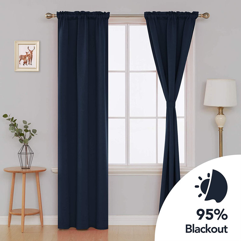 Ashong Blackout Curtain Pair, 38*84, Navy Blue