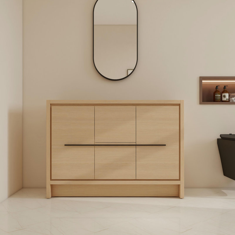 48" Freestanding Double Bathroom Vanity Bases With Shelves And Drawers, 48"
