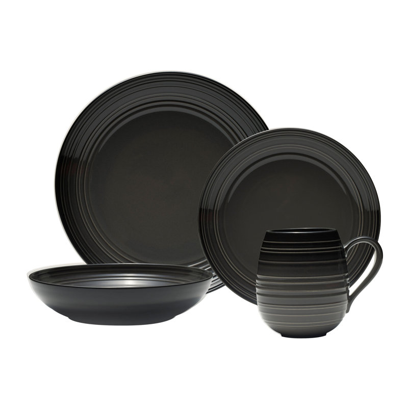 Swirl Coupe 4-Piece Place Setting, Service for 1, Ombre Graphite
