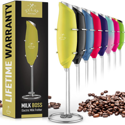 Zulay Kitchen One-Touch Milk Frother for Coffee Easy-Use Handheld Frother