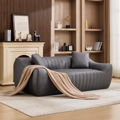 Oversized Modern Faux Leather Loveseat with Deep Seat Comfort
